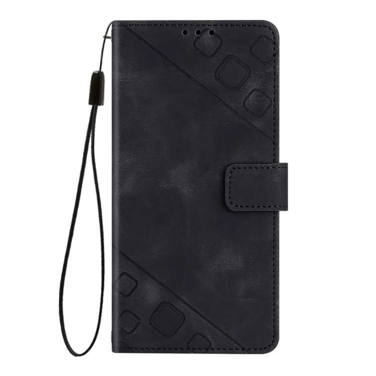 For Realme C67 4G Global Skin-feel Embossed Leather Phone Case(Black)