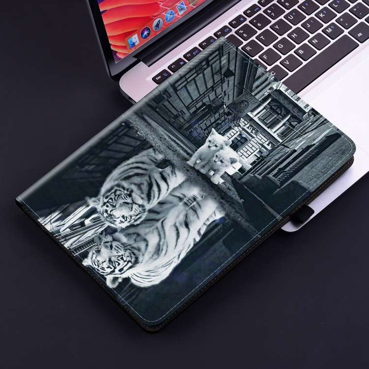 For Lenovo Tab M8 4th Gen TB300FU Crystal Texture Painted Leather Tablet Case(Cat Reflection Tiger)