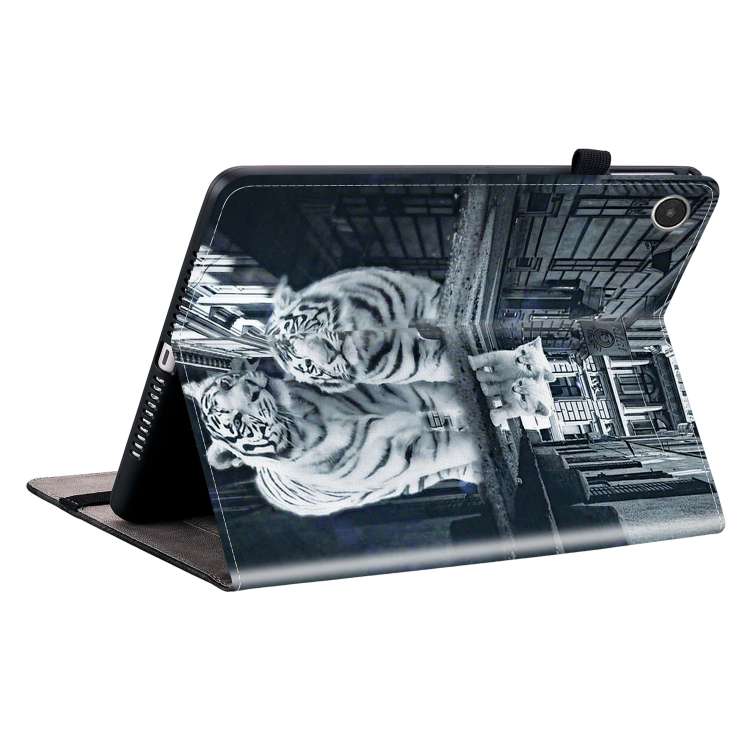 For Lenovo Tab M8 4th Gen TB300FU Crystal Texture Painted Leather Tablet Case(Cat Reflection Tiger)