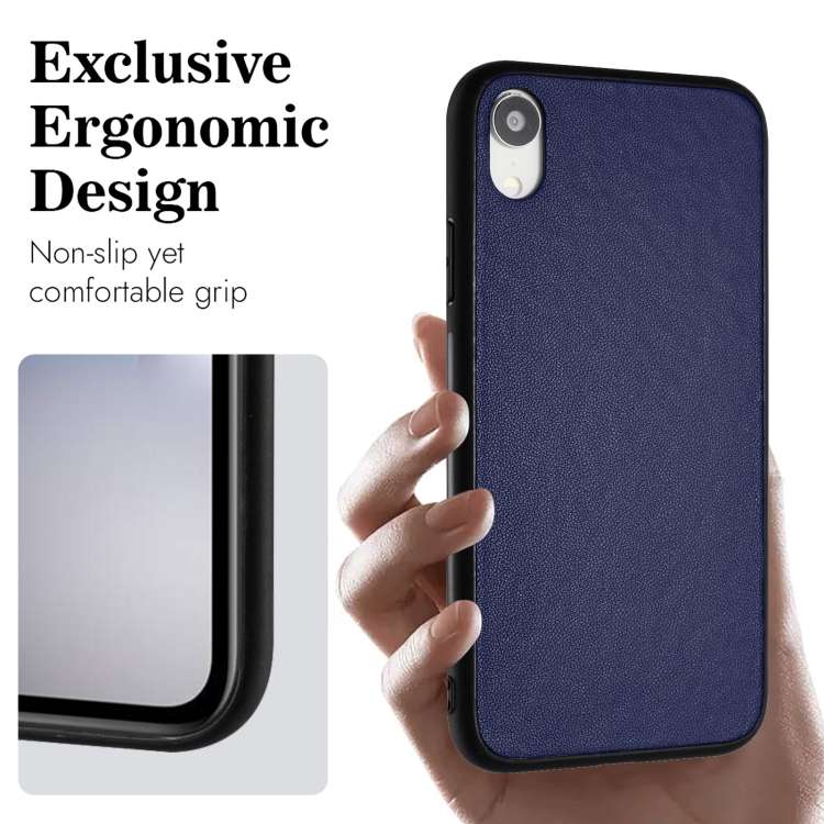 For iPhone XR R20 Leather Pattern Phone Single Case(Blue)