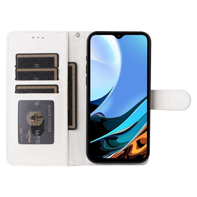 For Xiaomi Redmi 9T Diamond Lattice Leather Flip Phone Case(White)
