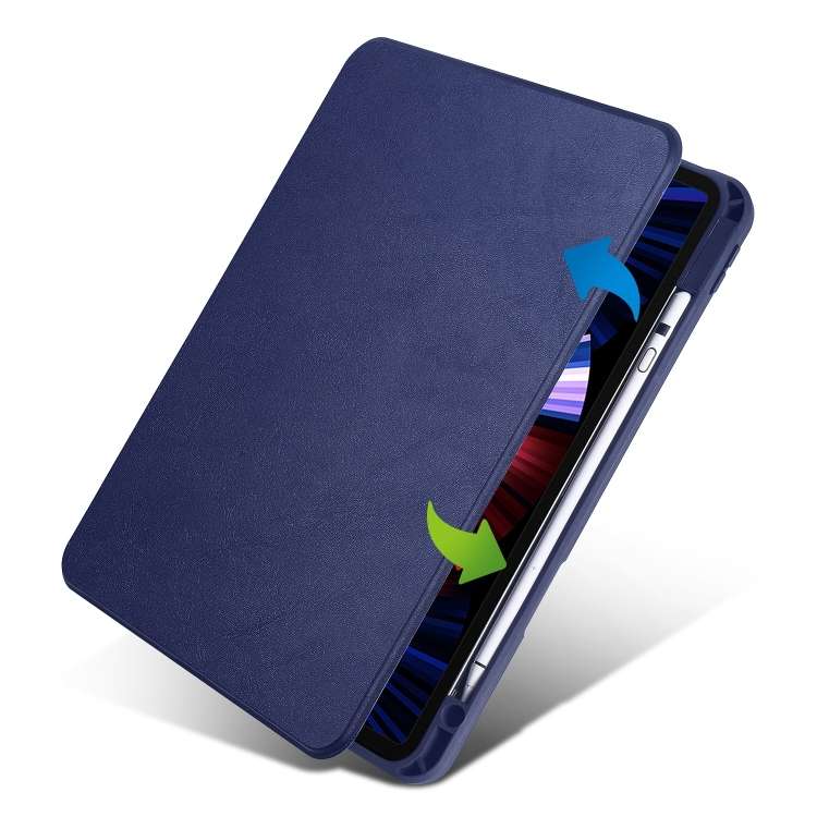For iPad Pro 13 2024 Acrylic 360 Degree Rotation Holder Leather Tablet Case(Dark Blue)