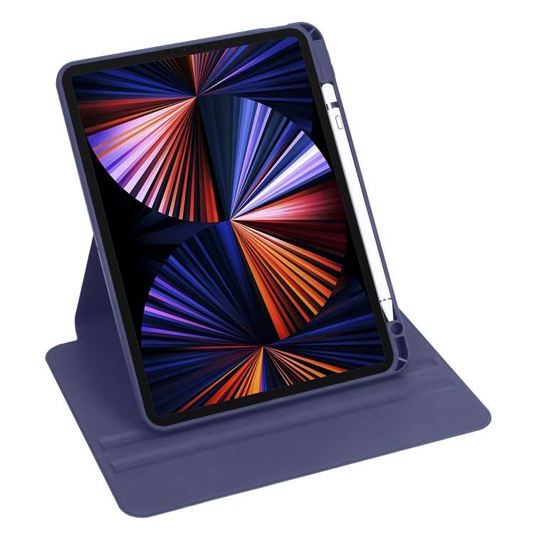 For iPad Pro 13 2024 Acrylic 360 Degree Rotation Holder Leather Tablet Case(Dark Blue)