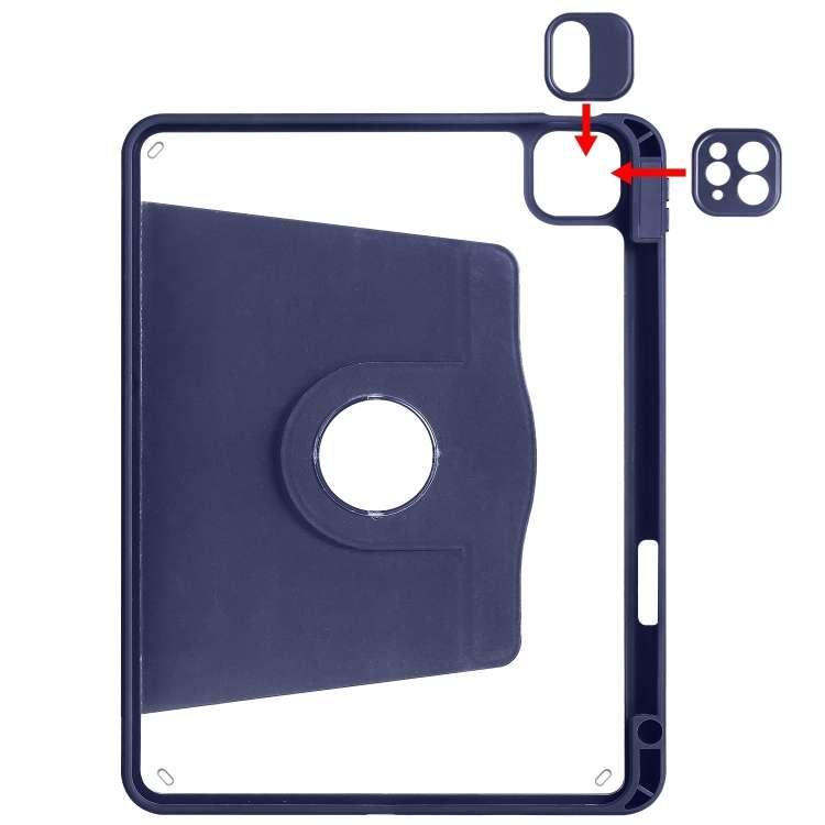 For iPad Pro 13 2024 Acrylic 360 Degree Rotation Holder Leather Tablet Case(Dark Blue)