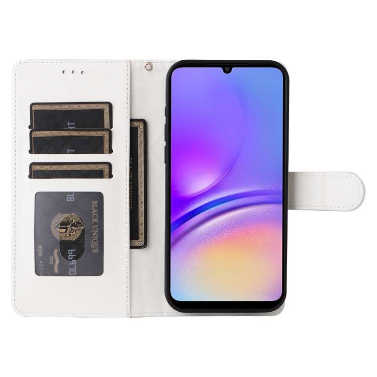 For Samsung Galaxy A05 Diamond Lattice Leather Flip Phone Case(White)