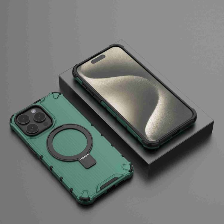 For iPhone 12 Pro Max Grating Holder Shockproof Phone Case(Green)