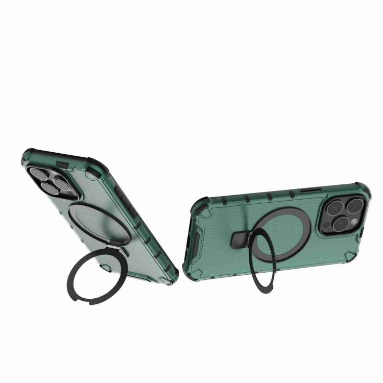 For iPhone 12 Pro Max Grating Holder Shockproof Phone Case(Green)