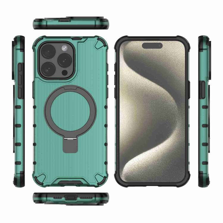 For iPhone 12 Pro Max Grating Holder Shockproof Phone Case(Green)