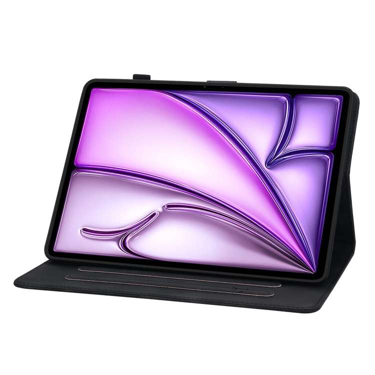 For iPad Air 13 2024 Lily Embossed Leather Smart Tablet Case(Black)