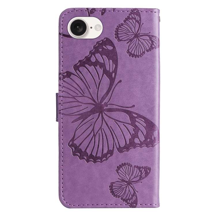 For iPhone SE 2024 3D Butterfly Embossed Pattern Flip Leather Phone Case(Purple)