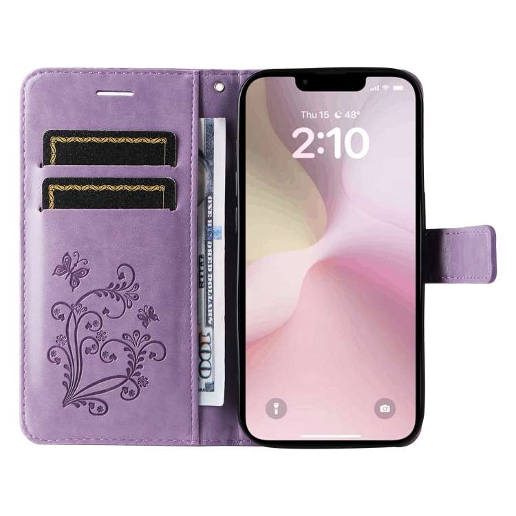 For iPhone SE 2024 3D Butterfly Embossed Pattern Flip Leather Phone Case(Purple)