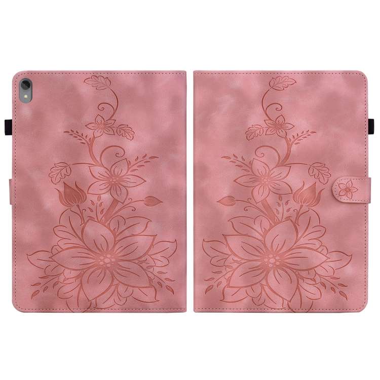 For Lenovo Tab P11 /Xiaoxin Pad Plus Lily Embossed Leather Tablet Case(Pink)