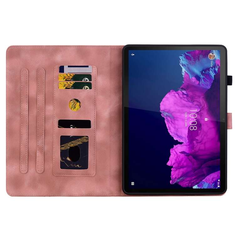 For Lenovo Tab P11 /Xiaoxin Pad Plus Lily Embossed Leather Tablet Case(Pink)