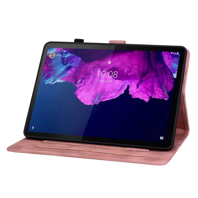For Lenovo Tab P11 /Xiaoxin Pad Plus Lily Embossed Leather Tablet Case(Pink)
