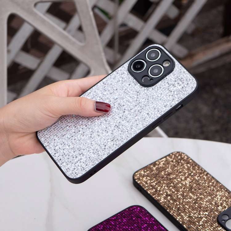 For iPhone 15 Pro Max Glitter Powder TPU Hybrid PC Phone Case(White)