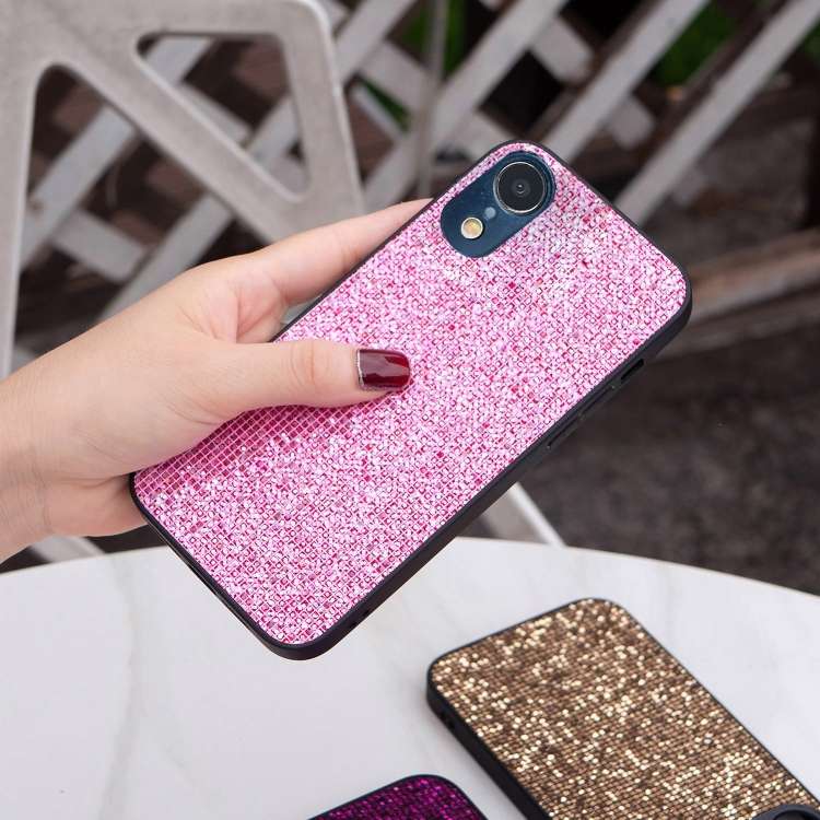 For iPhone XR Glitter Powder TPU Hybrid PC Phone Case(Pink)