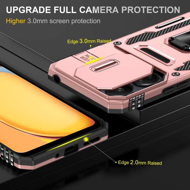 For Xiaomi Redmi Note 13 Pro 4G Armor PC + TPU Camera Shield Phone Case(Rose Gold)