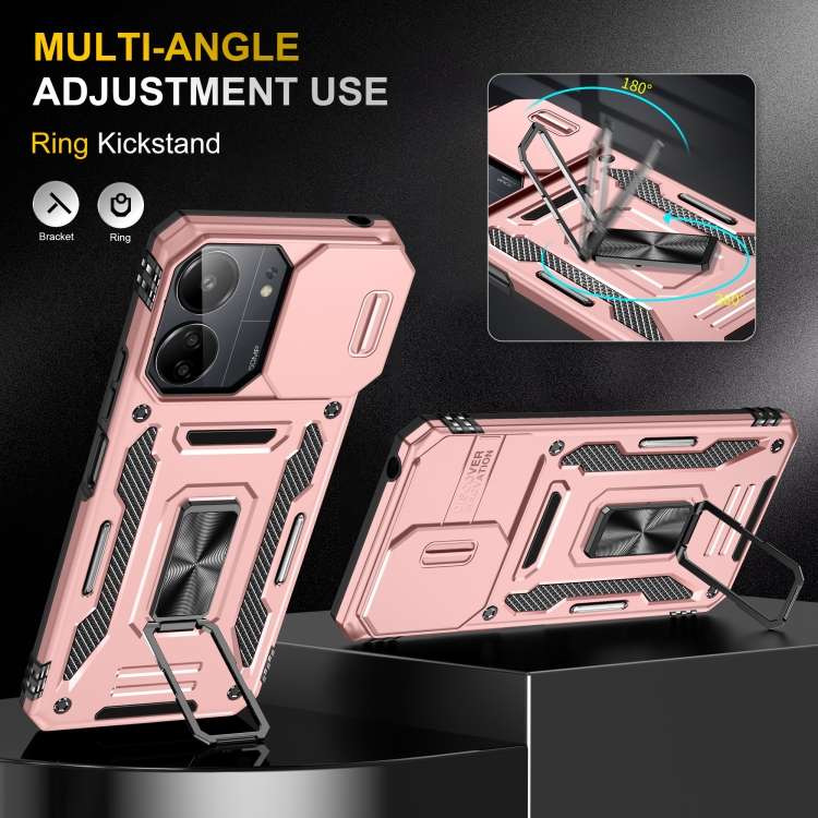 For Xiaomi Redmi Note 13 Pro 4G Armor PC + TPU Camera Shield Phone Case(Rose Gold)