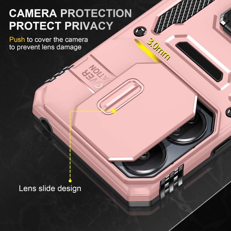For Xiaomi Redmi Note 13 Pro 4G Armor PC + TPU Camera Shield Phone Case(Rose Gold)