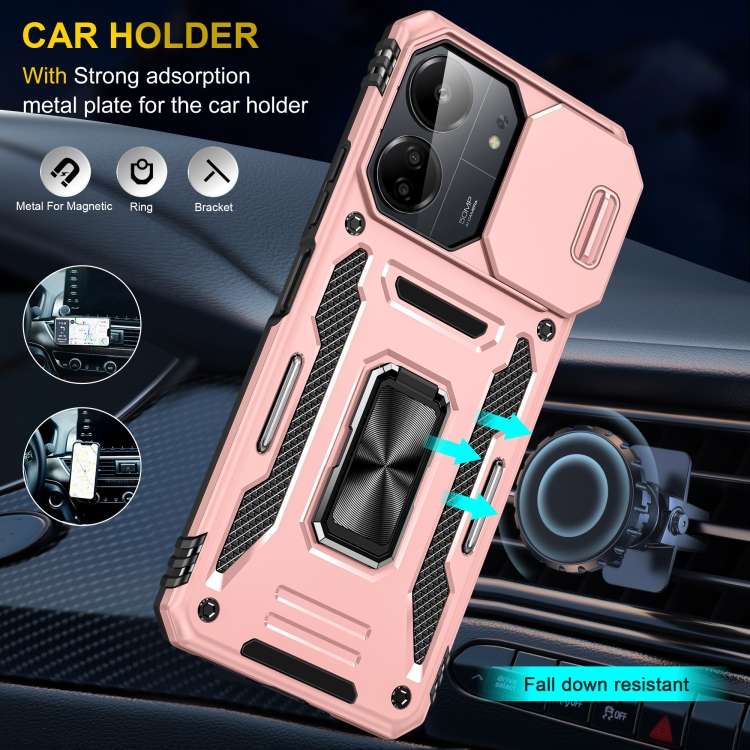 For Xiaomi Redmi Note 13 Pro 4G Armor PC + TPU Camera Shield Phone Case(Rose Gold)