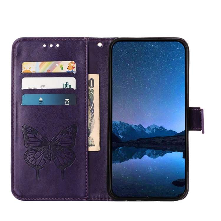 For Infinix Note 40 Pro 4G Embossed Butterfly Leather Phone Case(Dark Purple)