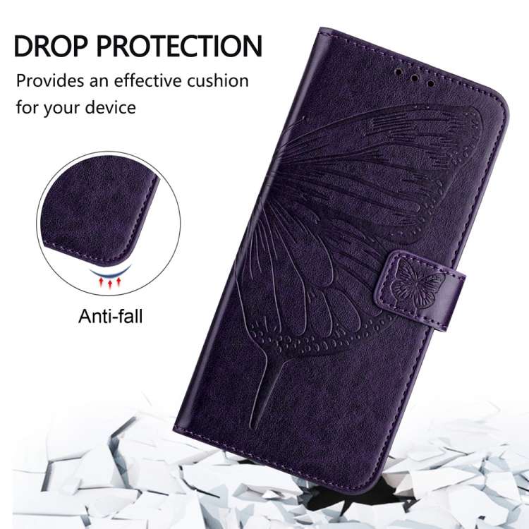 For Infinix Note 40 Pro 4G Embossed Butterfly Leather Phone Case(Dark Purple)