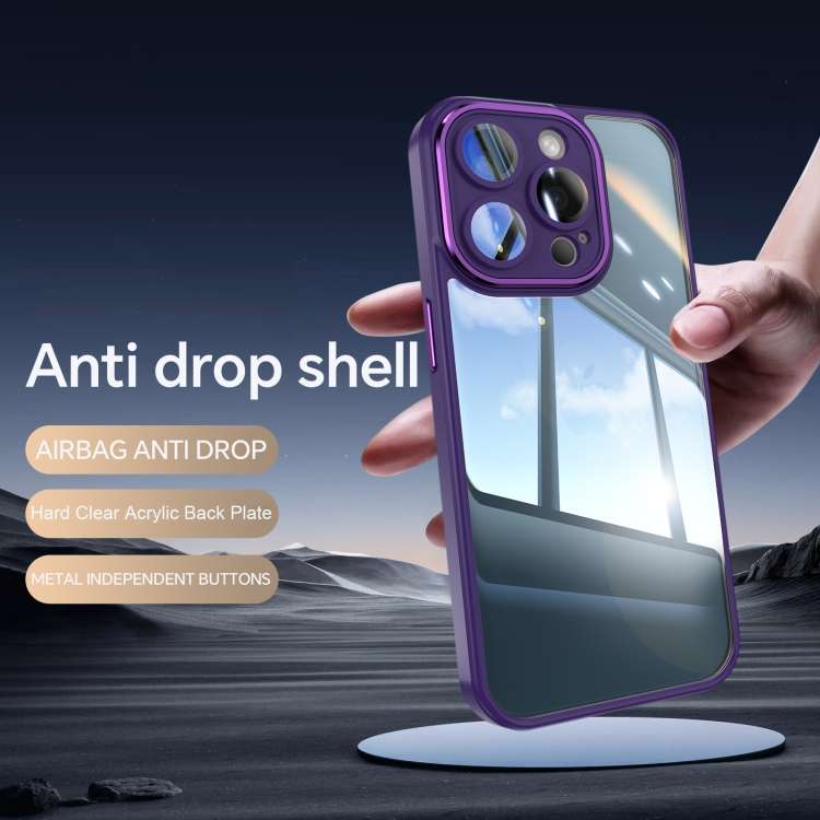 For iPhone 12 Pro Max Acrylic Hybrid TPU Armor Shockproof Phone Case(Purple)