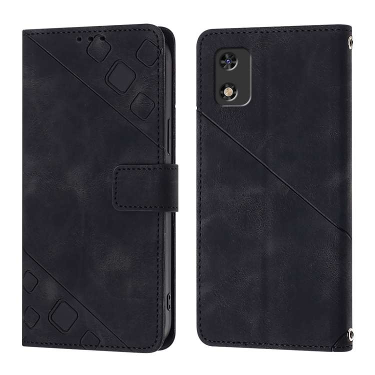 For Tecno Pop 5c Skin Feel Embossed Leather Phone Case(Black)