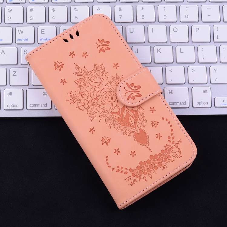For iPhone SE 2024 Butterfly Rose Embossed Leather Phone Case(Pink)