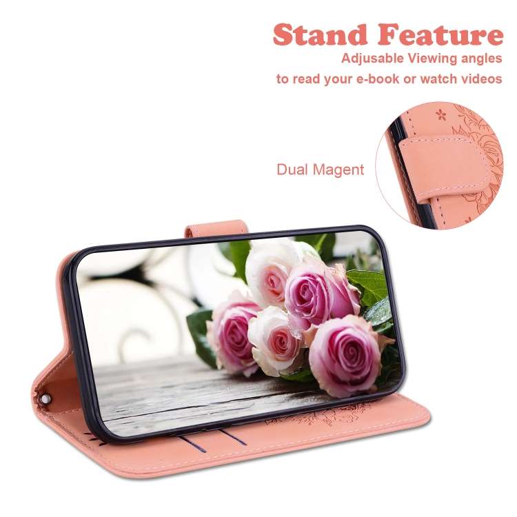 For iPhone SE 2024 Butterfly Rose Embossed Leather Phone Case(Pink)