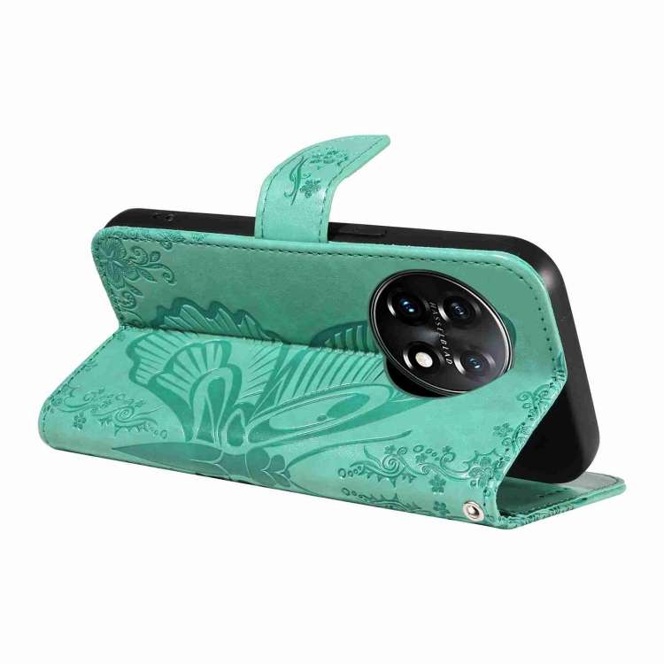 For OnePlus 11 5G Swallowtail Butterfly Embossed Leather Phone Case(Green)