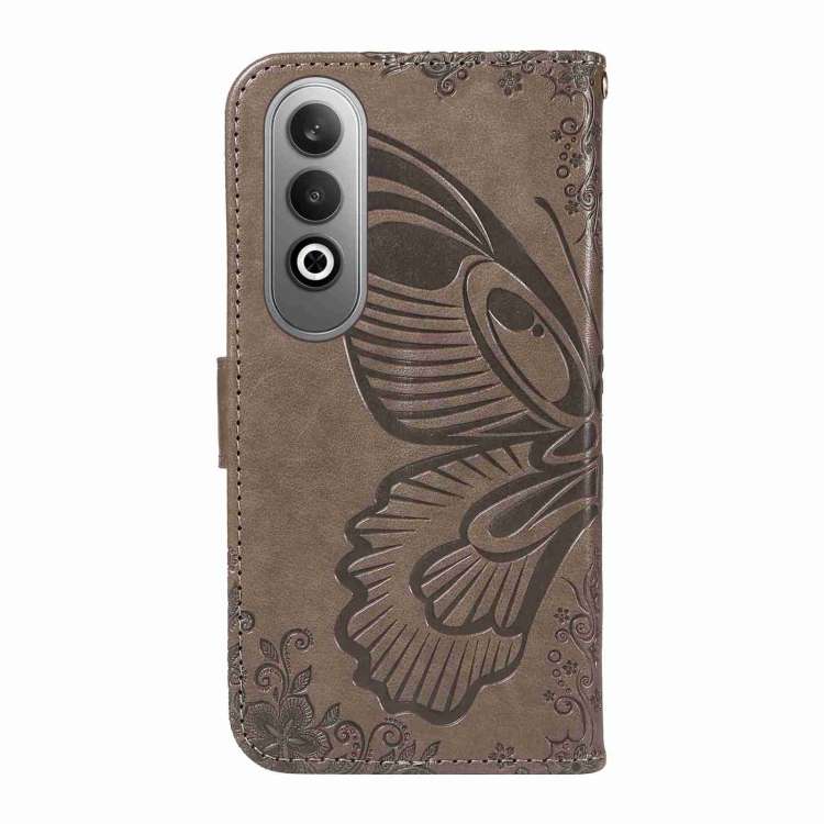 For OnePlus Nord CE4 Swallowtail Butterfly Embossed Leather Phone Case(Grey)