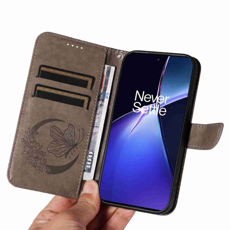 For OnePlus Nord CE4 Swallowtail Butterfly Embossed Leather Phone Case(Grey)