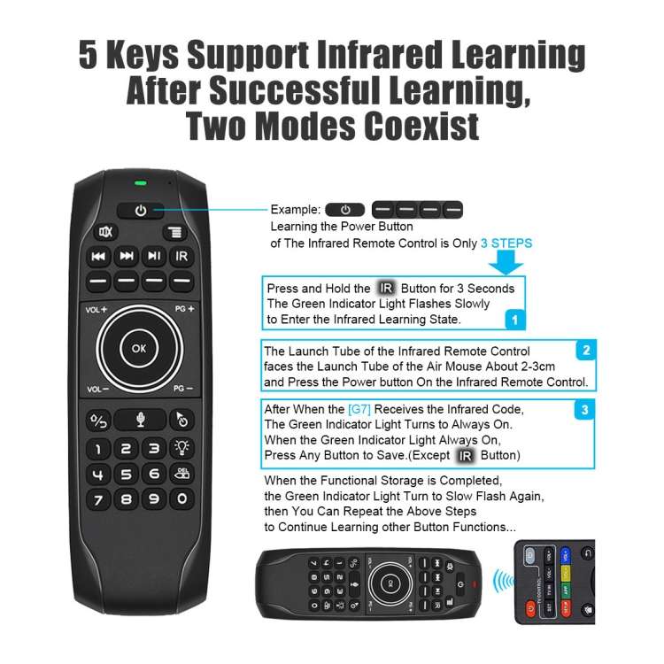 G7V Pro 2.4GHz Fly Air Mouse LED Backlight Wireless Keyboard Remote Control with Gyroscope for Andro