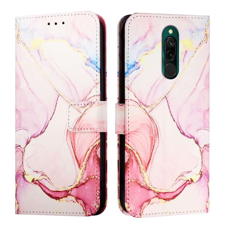 For Xiaomi Redmi 8 / 8A PT003 Marble Pattern Flip Leather Phone Case(Rose Gold)