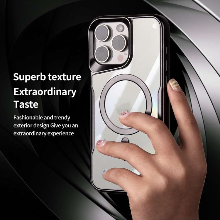 For iPhone 15 Pro Max Blade MagSafe Magnetic Transparent PC Phone Case(Purple)