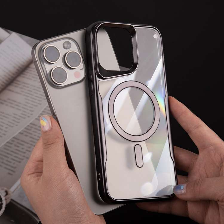 For iPhone 15 Pro Max Blade MagSafe Magnetic Transparent PC Phone Case(Purple)