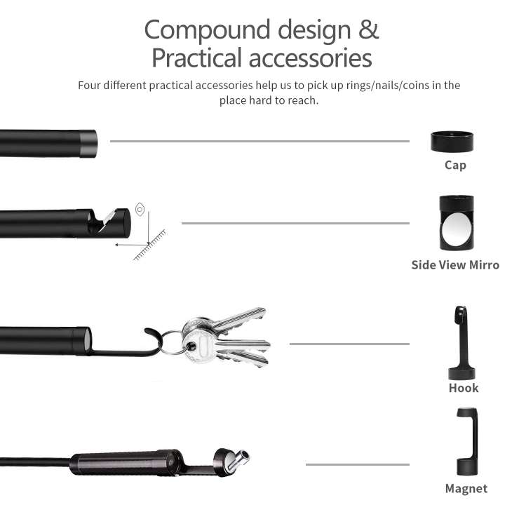 8mm 1080P IP68 Waterproof 4.3 inch Screen Single Camera Digital Endoscope, Line Length:7m