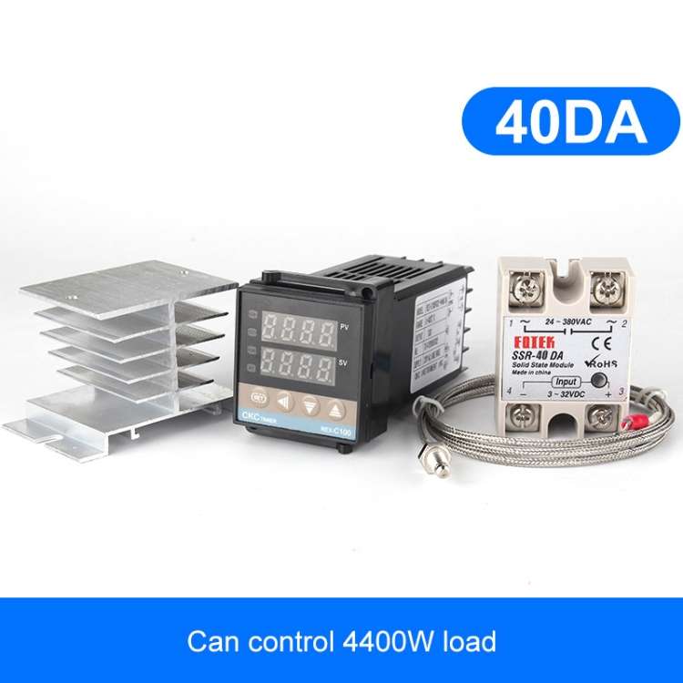 4400W REX-C100 Thermostat + Heat Sink + Thermocouple + SSR-40 DA Solid State Module Intelligent Temp