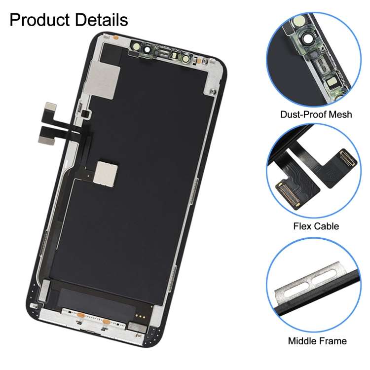 GX OLED LCD Screen for iPhone 11 Pro Max Digitizer Full Assembly with Frame(Black)