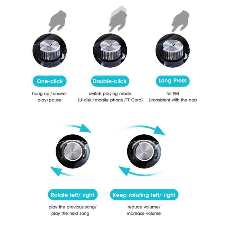 ROCK SPACE B302 18W QC3.0 Dual USB Digital Display Bluetooth Car Charger, Support 64GB U Disk & TF C