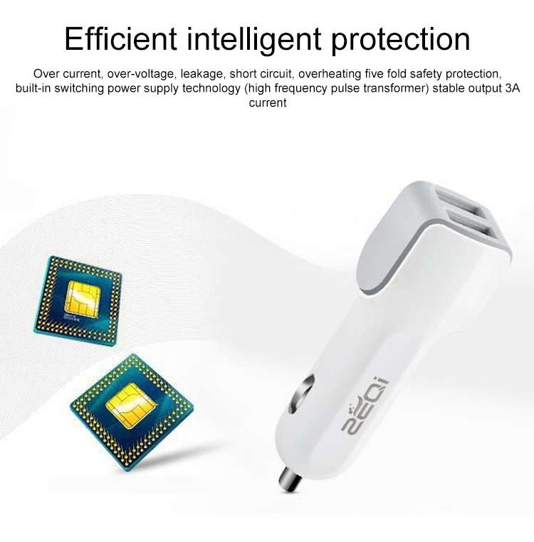 ZEQI ZE-C88 5V 3A Dual USB Ports Socket Cigarette Lighter Splitter Car Charger