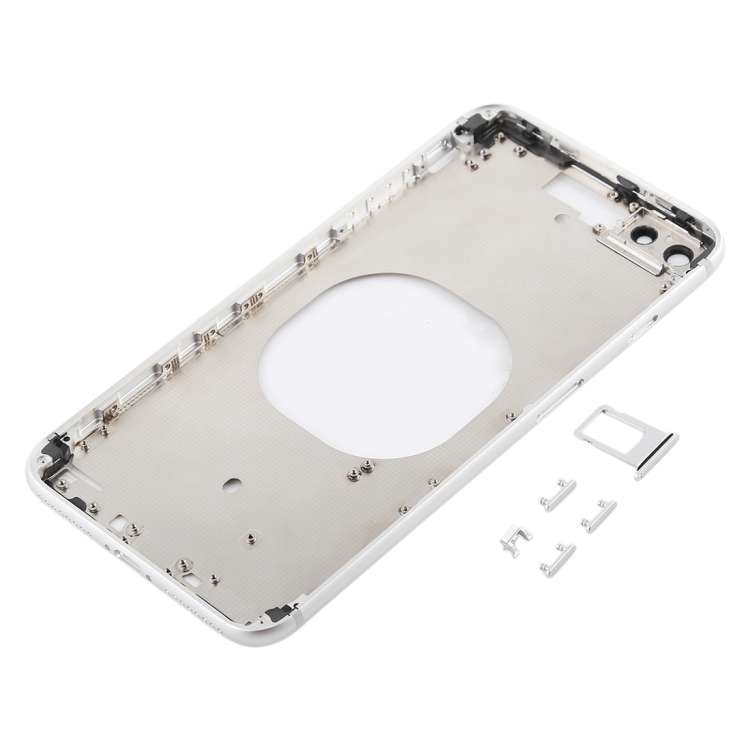 Transparent Back Cover with Camera Lens & SIM Card Tray & Side Keys for iPhone 8 Plus (White)