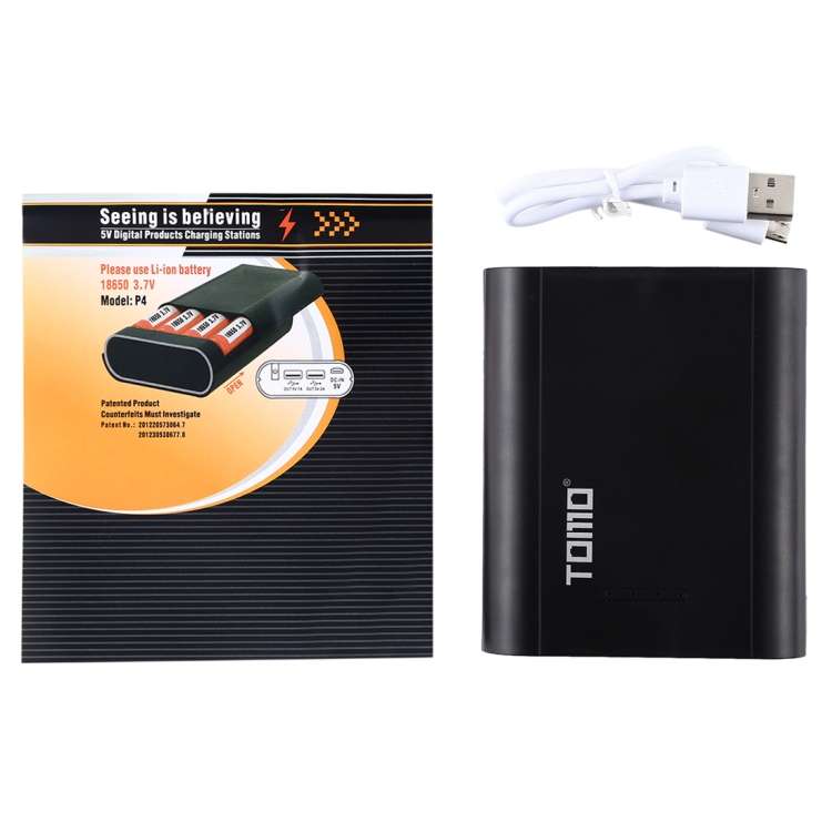 TOMO P4 USB Smart 4 Battery Charger with  Indicator Light for 18650 Li-ion Battery (Black)
