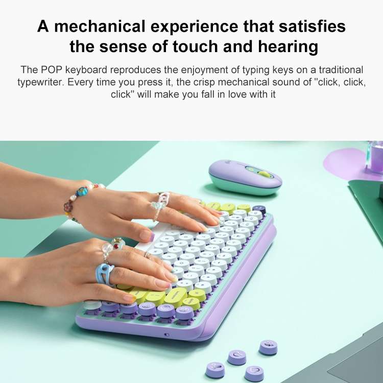 Logitech POP KEYS Round Button Bluetooth Mechanical Keyboard (Purple)