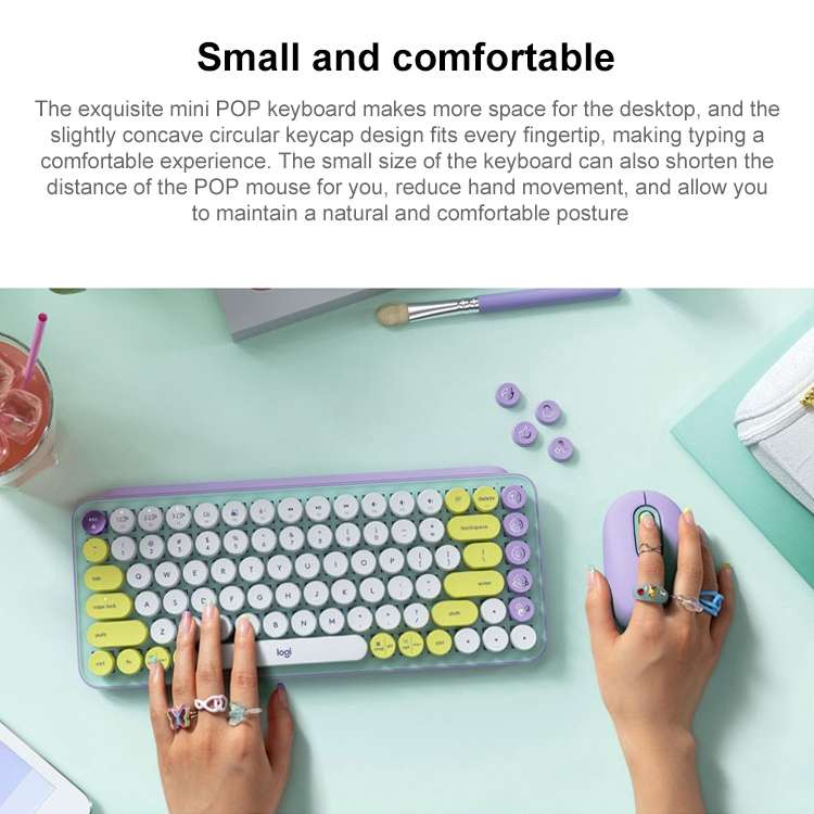 Logitech POP KEYS Round Button Bluetooth Mechanical Keyboard (Purple)