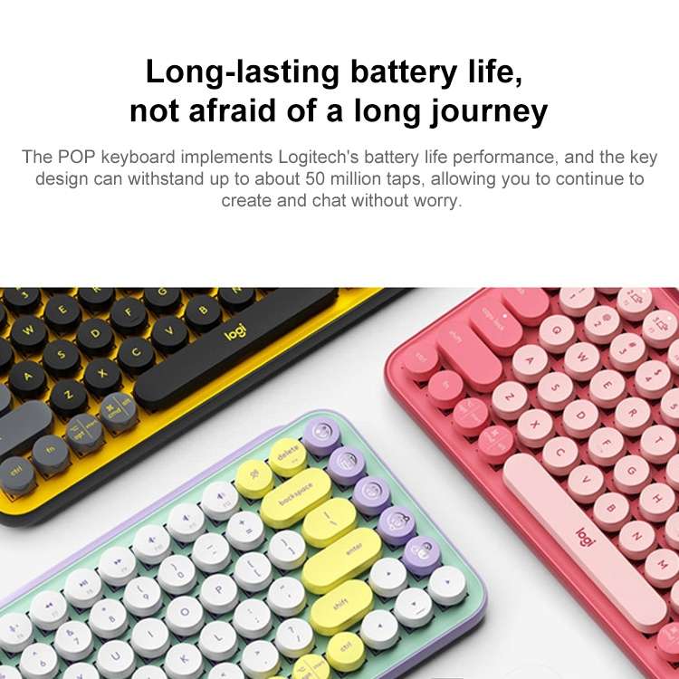 Logitech POP KEYS Round Button Bluetooth Mechanical Keyboard (Purple)