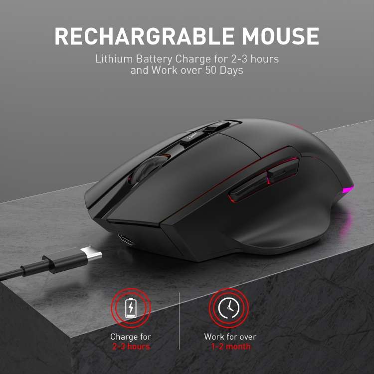 MKESPN X11 Bluetooth Three-modes Charging Wireless RGB Gaming Mouse