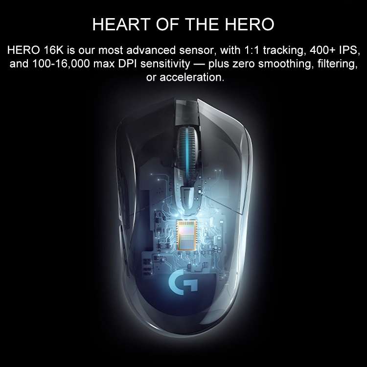 Logitech G703 LIGHTSPEED 16000 DPI 6 Programmable Buttons HERO 16K Sensor RGB Backlight Wireless Opt