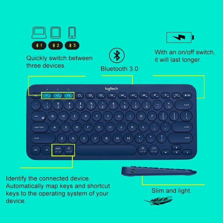 Logitech K380 Portable Multi-Device Wireless Bluetooth Keyboard (Pink)